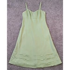 Ann Taylor Loft Linen Summer Dress Lime Green Size 0 Spaghetti Strap EUC